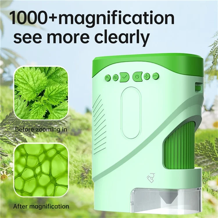 XV-7 Microscopio Per Bambini Schermata a Colori da 2 Pollici Microscopio ad Alta Definizione 1000x - Verde