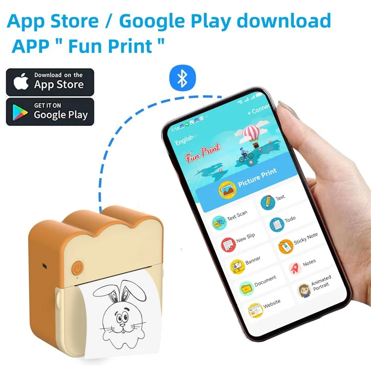 M11 Portable Handheld Mini Pocket Etiqueta Impresora Térmica Bluetooth Tindeo Termal - Cara Sonriente Amarilla