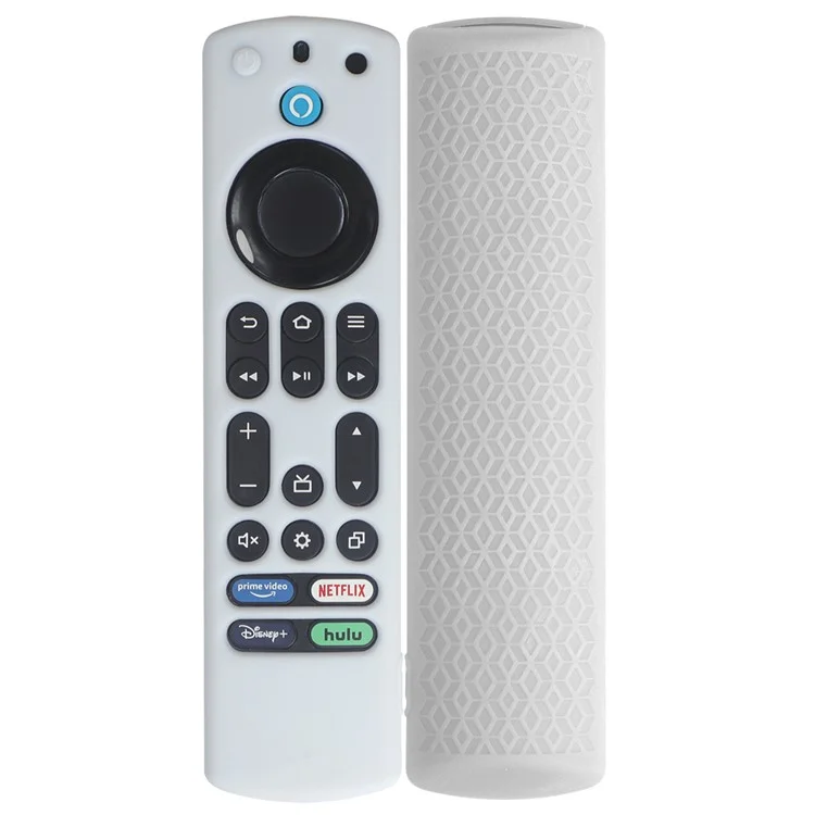 For Amazon Fire TV Stick 4K Max Remote Control Case Silicone Dustproof Protective Cover with Strap - White