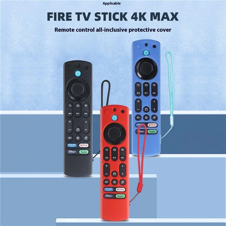 For Amazon Fire TV Stick 4K Max Remote Control Case Silicone Dustproof Protective Cover with Strap - White
