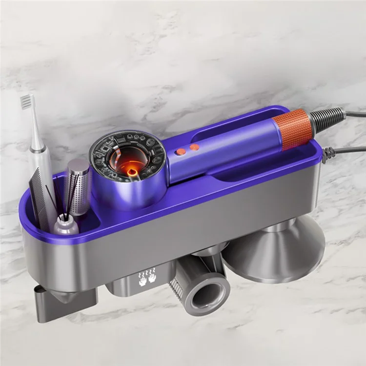 Hair Dryer Holder Wall Mount Stand Blower Hanger Storage Shelf Smart Hand Dryer - Purple / UK Plug