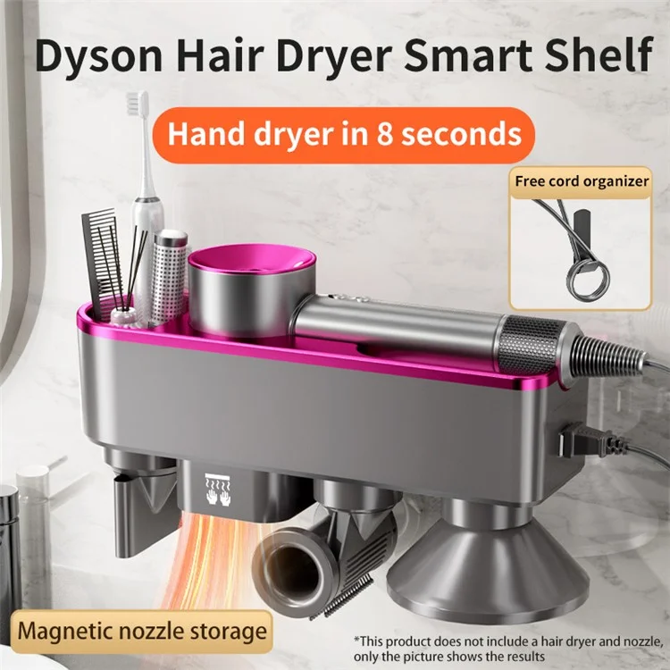 Hair Dryer Holder Wall Mount Stand Blower Hanger Storage Shelf Smart Hand Dryer - Purple / UK Plug