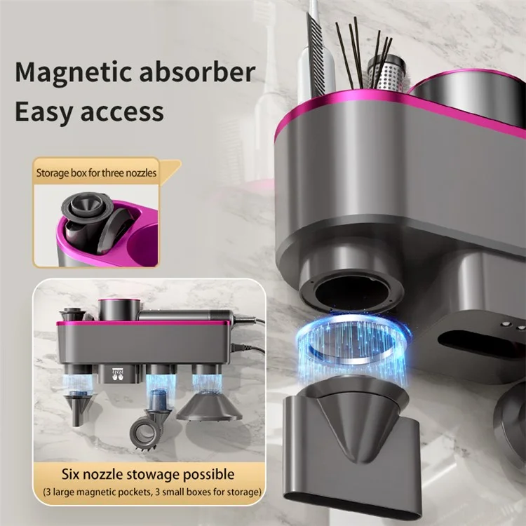 Hair Dryer Holder Wall Mount Stand Blower Hanger Storage Shelf Smart Hand Dryer - Purple / UK Plug