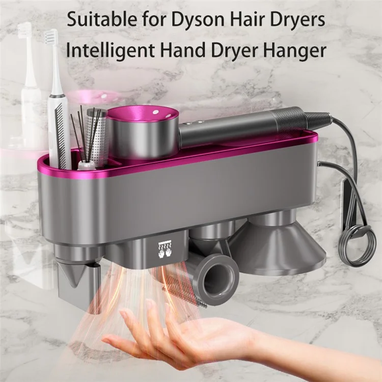 Hair Dryer Holder Wall Mount Stand Blower Hanger Storage Shelf Smart Hand Dryer - Purple / UK Plug