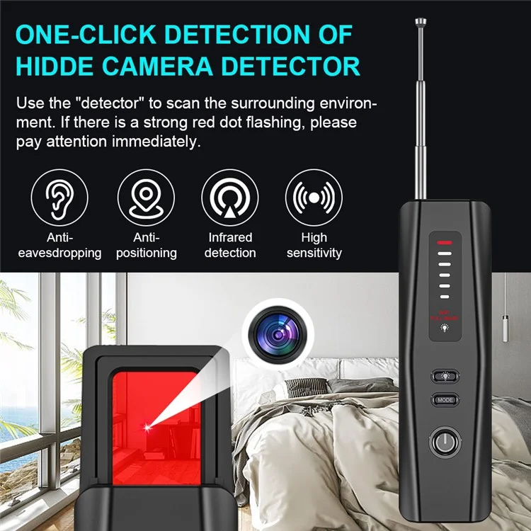 T011 Wireless RF Signal Detector GPS WiFi Tracker Camera Bug Detector Anti-Spy Infrared Scanner