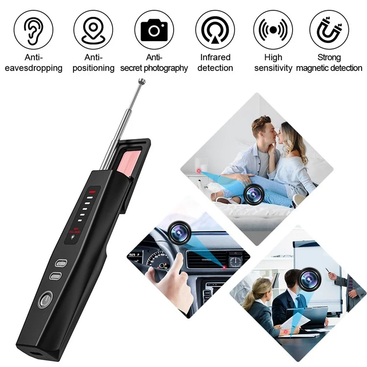 T011 Wireless RF Signal Detector GPS WiFi Tracker Camera Bug Detector Anti-Spy Infrared Scanner