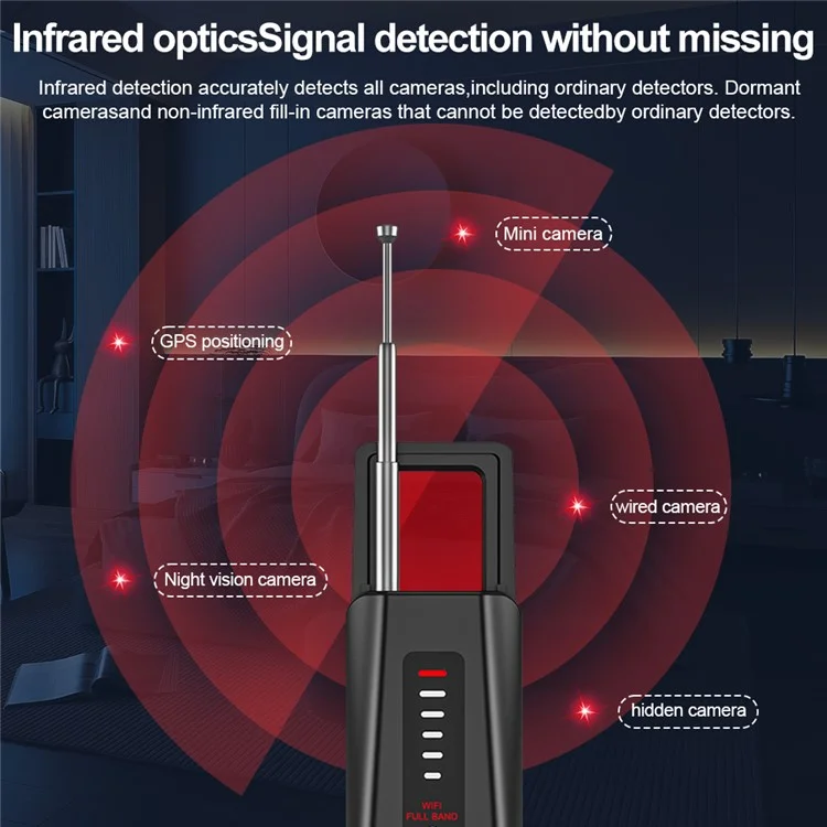 T011 Wireless RF Signal Detector GPS WiFi Tracker Camera Bug Detector Anti-Spy Infrared Scanner