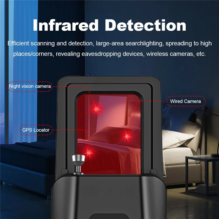 T011 Wireless RF Signal Detector GPS WiFi Tracker Camera Bug Detector Anti-Spy Infrared Scanner