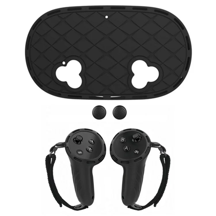 Conjunto de capa de silicone para óculos de realidade virtual Meta Quest 3S, capa protetora para controles - Preto