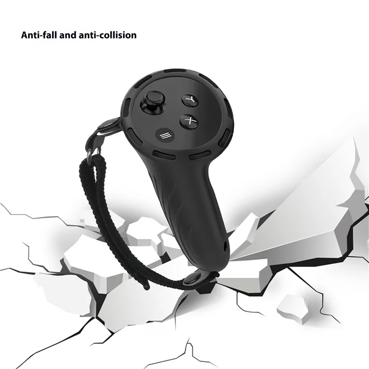 Conjunto de capa de silicone para óculos de realidade virtual Meta Quest 3S, capa protetora para controles - Preto