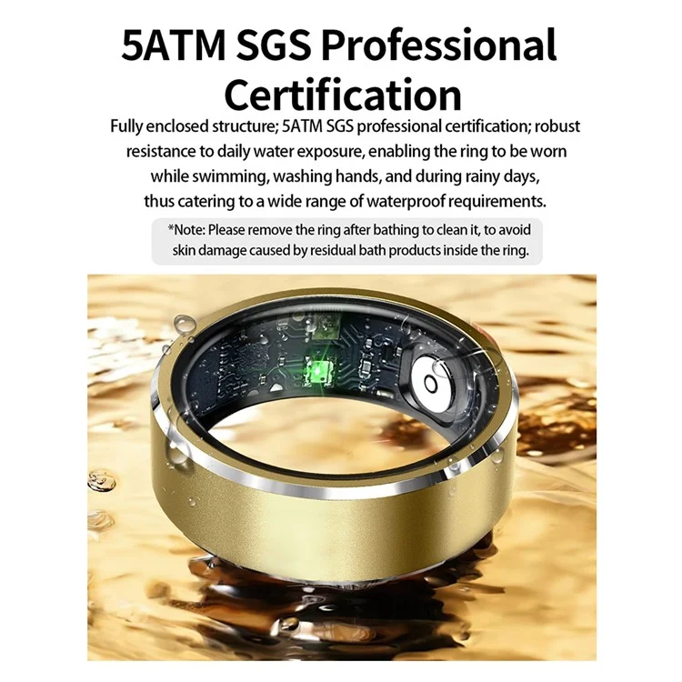 R5 Herzfrequenzblut Sauerstoff Schlafüberwachungsring Multifunktionales Aluminiumlegierung Smart Ring, Magnetkabelladung - Rosa / Größe 8