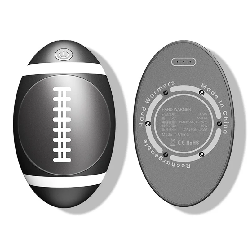 HW7 2-in-1 Magnetic Splittable Portable Winter Electric Hand Warmer Power Bank - Rugby Black