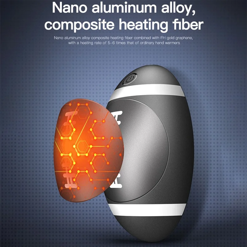 HW7 2-in-1 Magnetic Splittable Portable Winter Electric Hand Warmer Power Bank - Rugby Black