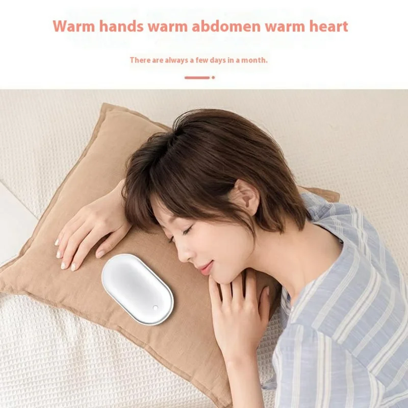 Mini Portable Pebble Shape Winter Electric Hand Warmer 1200mAh Power Bank - Silver