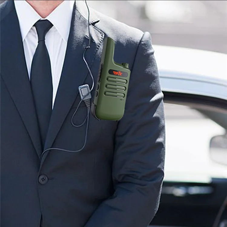 DK F1 2Pcs Portable Mini Handheld Interphone UHF 400-480MHZ Walkie Talkie - Camouflage Green / EU Plug