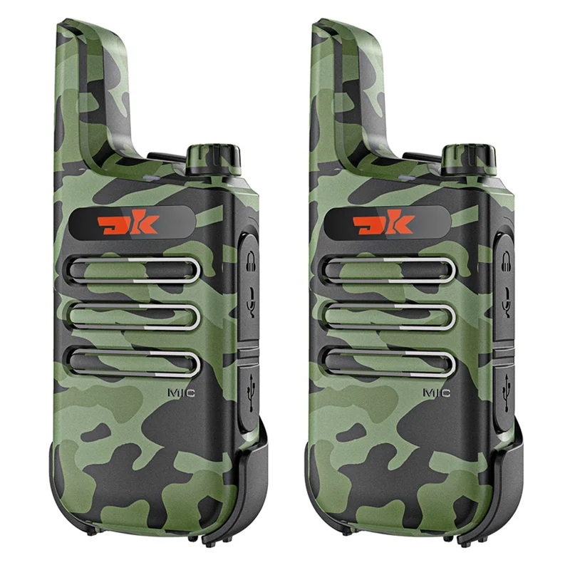 DK F1 2Pcs Portable Mini Handheld Interphone UHF 400-480MHZ Walkie Talkie - Camouflage Green / US Plug