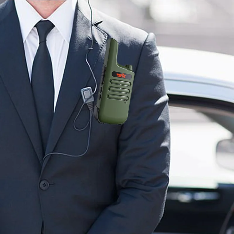 DK F1 2Pcs Portable Mini Handheld Interphone UHF 400-480MHZ Walkie Talkie - Camouflage Green / US Plug
