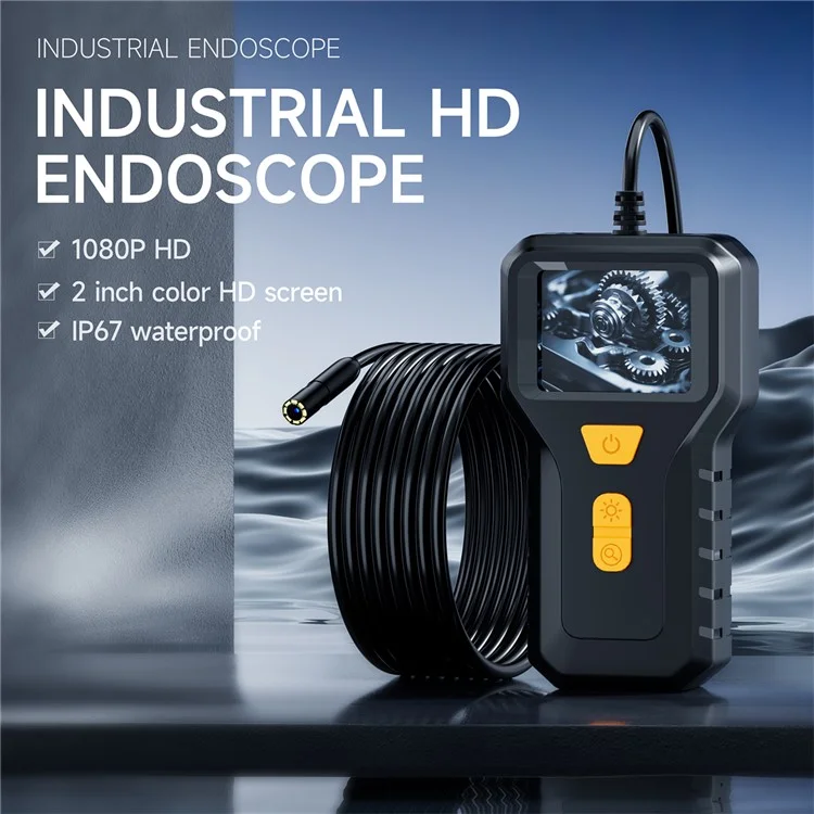 P240 2 Inch Industrial Endoscope 8mm Lens 1080P HD Handheld Inspection Camera, with 15m Hard Wire