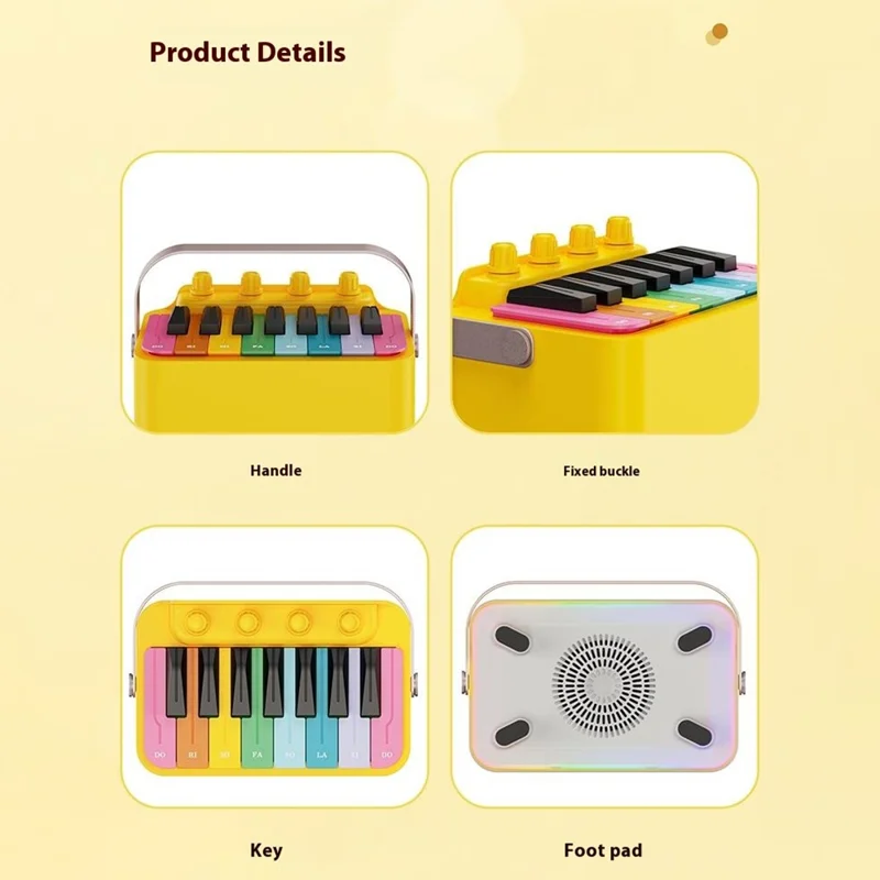 Multifunction Bluetooth-compatible Speaker Piano Toy RGB Light Music Piano Calendar Birthday Gift - Yellow