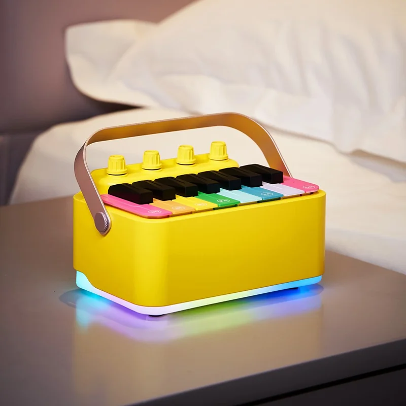 Multifunction Bluetooth-compatible Speaker Piano Toy RGB Light Music Piano Calendar Birthday Gift - Yellow