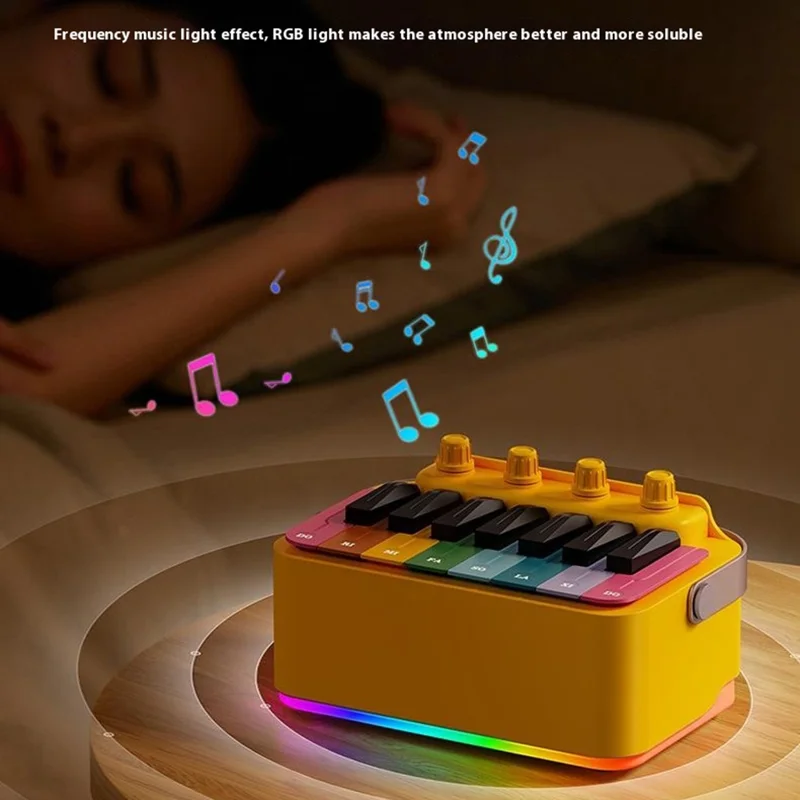 Multifunction Bluetooth-compatible Speaker Piano Toy RGB Light Music Piano Calendar Birthday Gift - Yellow
