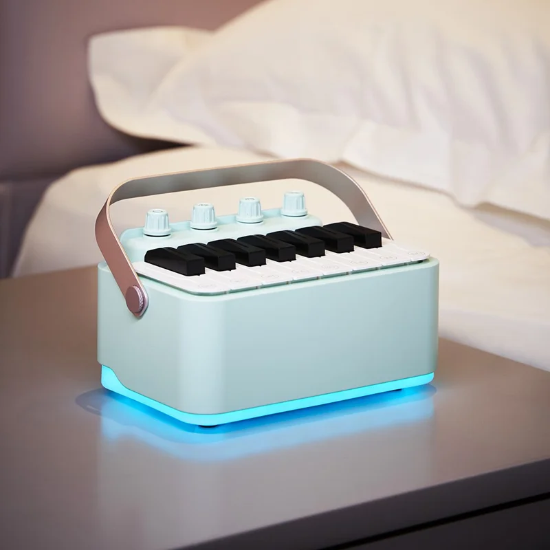 Multifunction Bluetooth-compatible Speaker Piano Toy RGB Light Music Piano Calendar Birthday Gift - Blue
