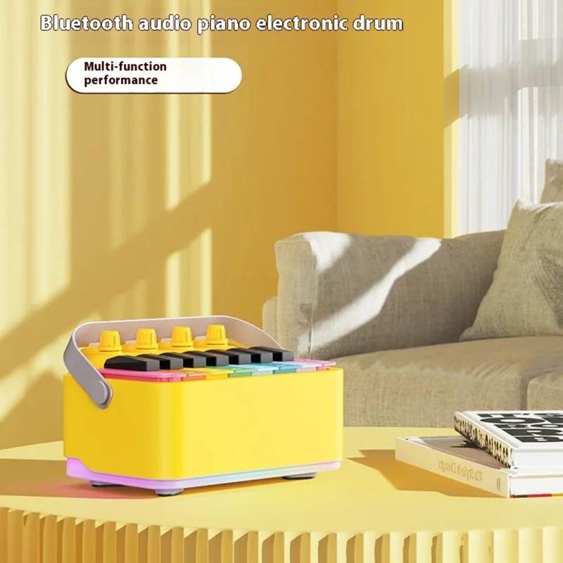 Multifunction Bluetooth-compatible Speaker Piano Toy RGB Light Music Piano Calendar Birthday Gift - Blue