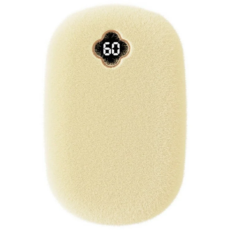 Q10 Digital Display Plush Winter Hand Warmer 10000mAh Phone Power Bank - Beige