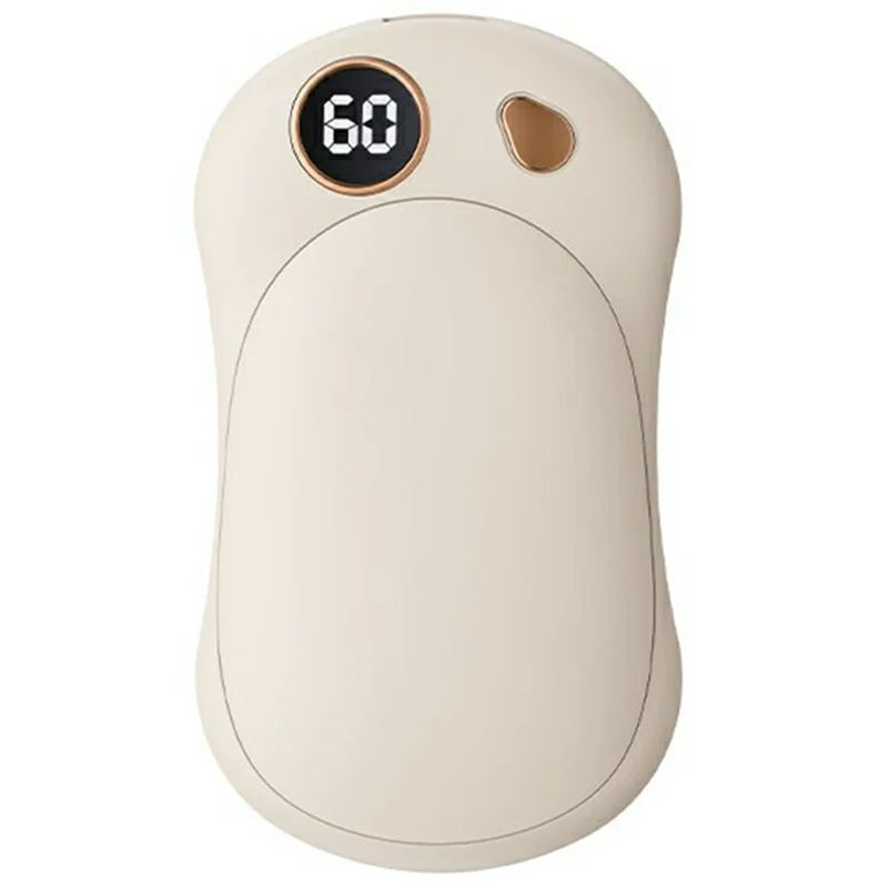 Q6 Magnetic Splittable Portable Winter Electric Hand Warmer Digital Display Phone Power Bank - Beige