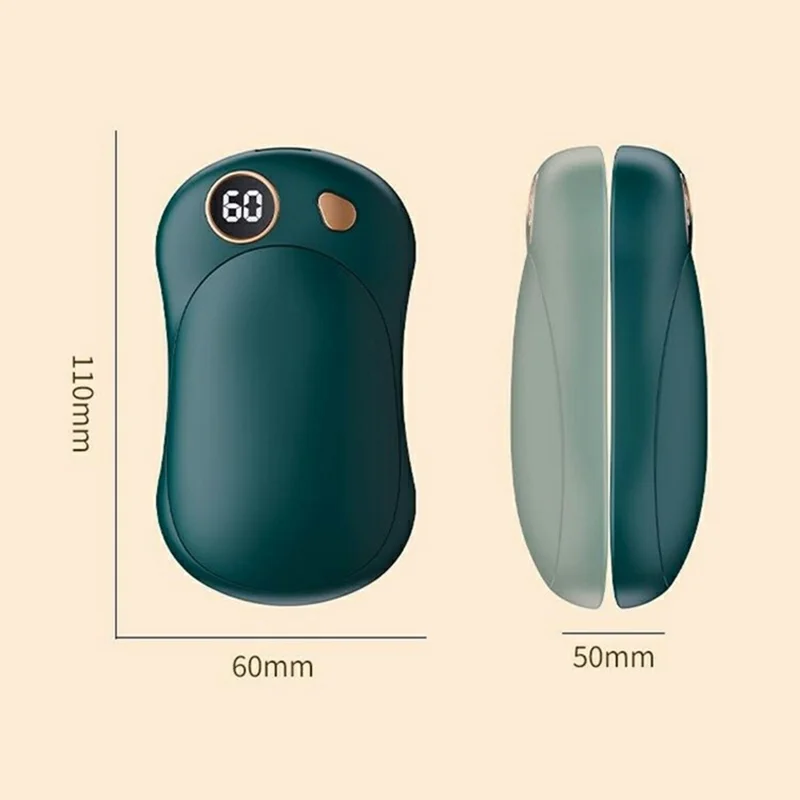 Q6 Magnetic Splittable Portable Winter Electric Hand Warmer Digital Display Phone Power Bank - Beige