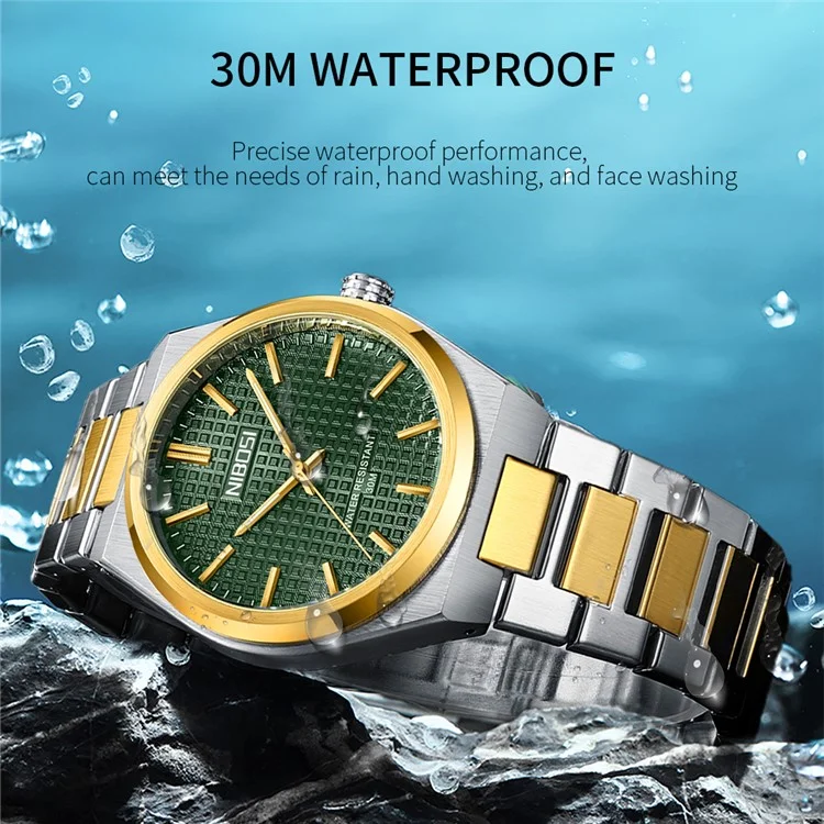 NIBOSI 2663 Business Men Quartz Watch Steel Strap Luminous Wrist Watch - Silver Strap / Blue Dial