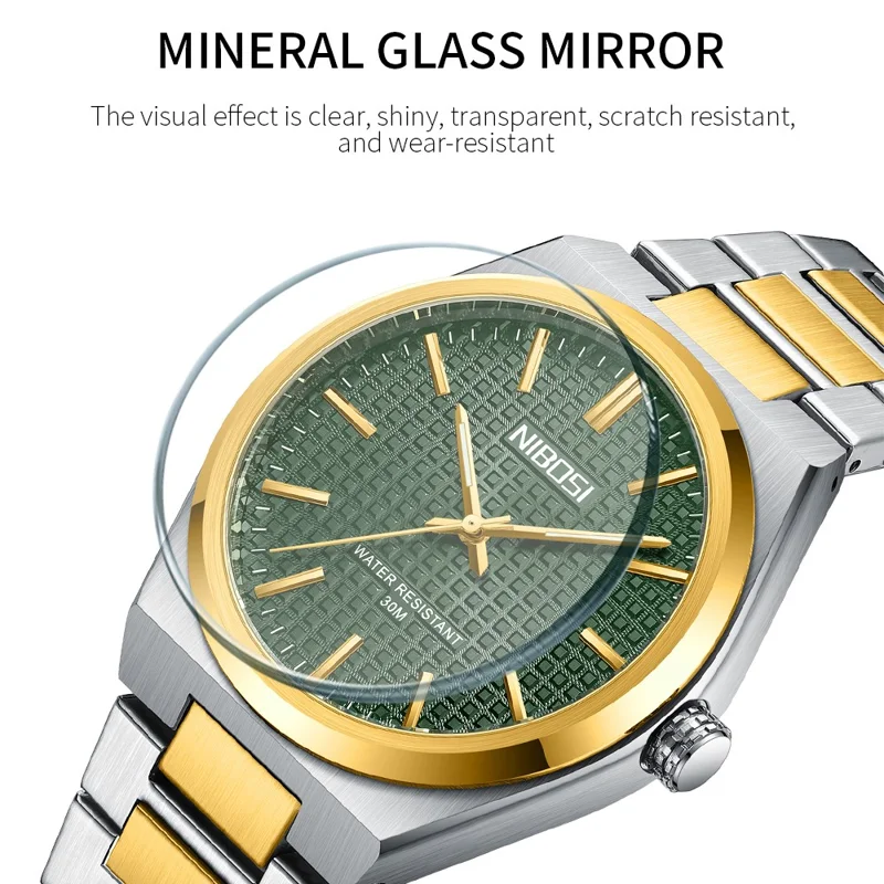 NIBOSI 2663 Business Men Quartz Watch Steel Strap Luminous Wrist Watch - Silver Strap / Blue Dial