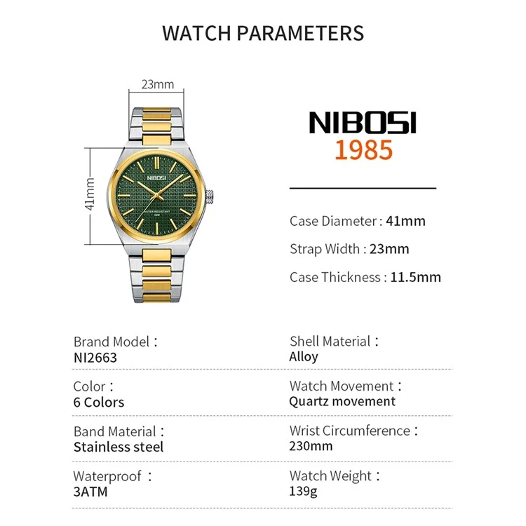 NIBOSI 2663 Business Men Quartz Watch Steel Strap Luminous Wrist Watch - Silver Strap / Blue Dial