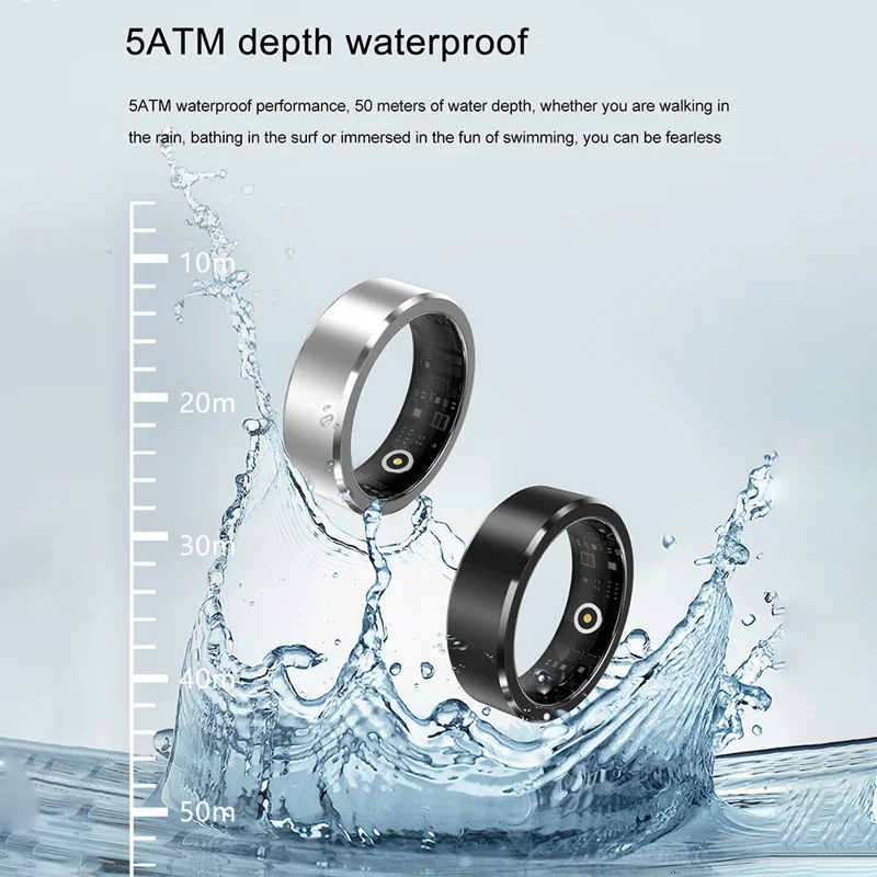 S1 Heart Rate Blood Oxygen Sleep Monitoring Ring Outdoor Sport Smart Finger Ring with Charging Case - Black / Size 11
