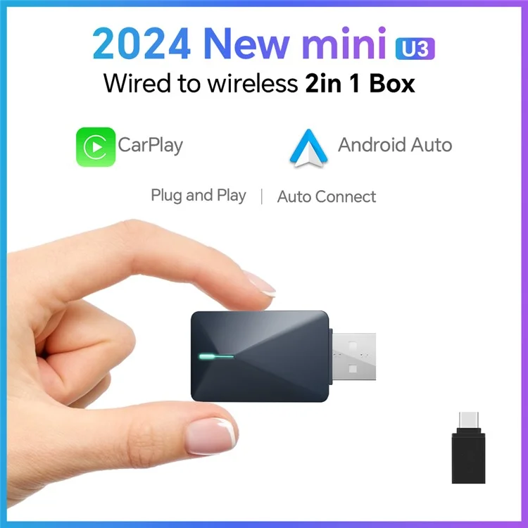 Adaptateur USB filaire vers sans fil CarPlay Mini U3 Plug and Play pour voiture