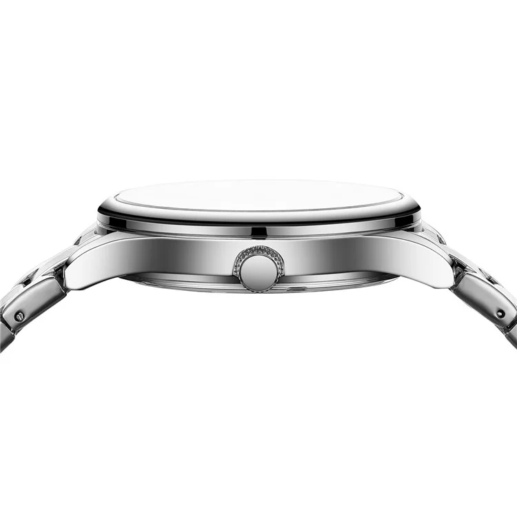 NIBOSI 2626 Rhinestone Dekor Herren Stahlarmband Leuchtende Quarzuhr - Silberarmband / Weißes Zifferblatt