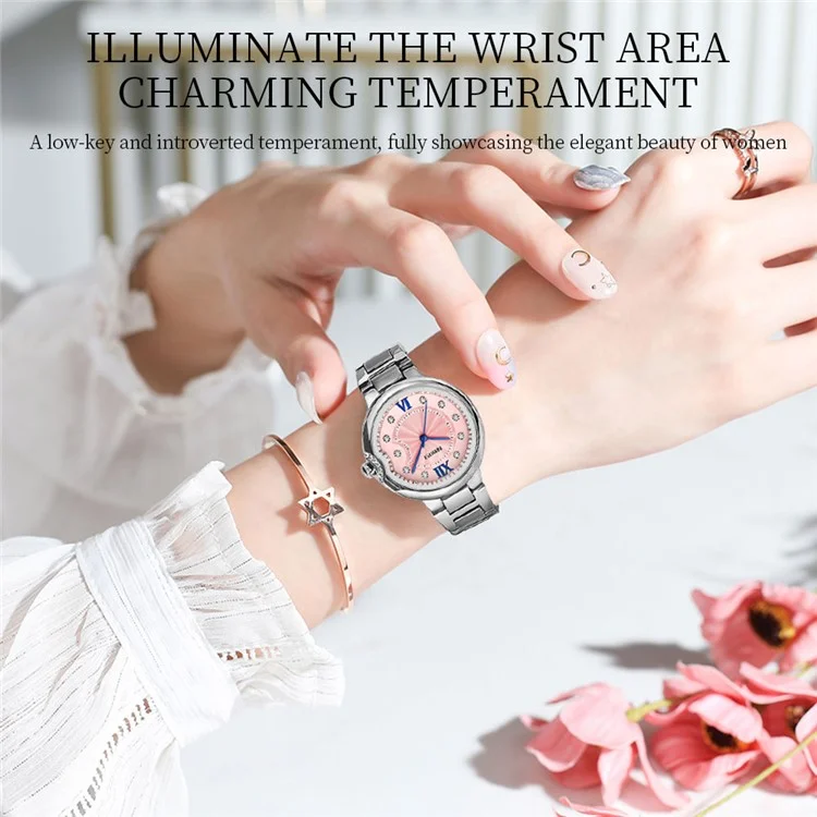 NIBOSI 3005 Rhinestone Decor Stylish Steel Strap Women Quartz Watch - Rose Gold