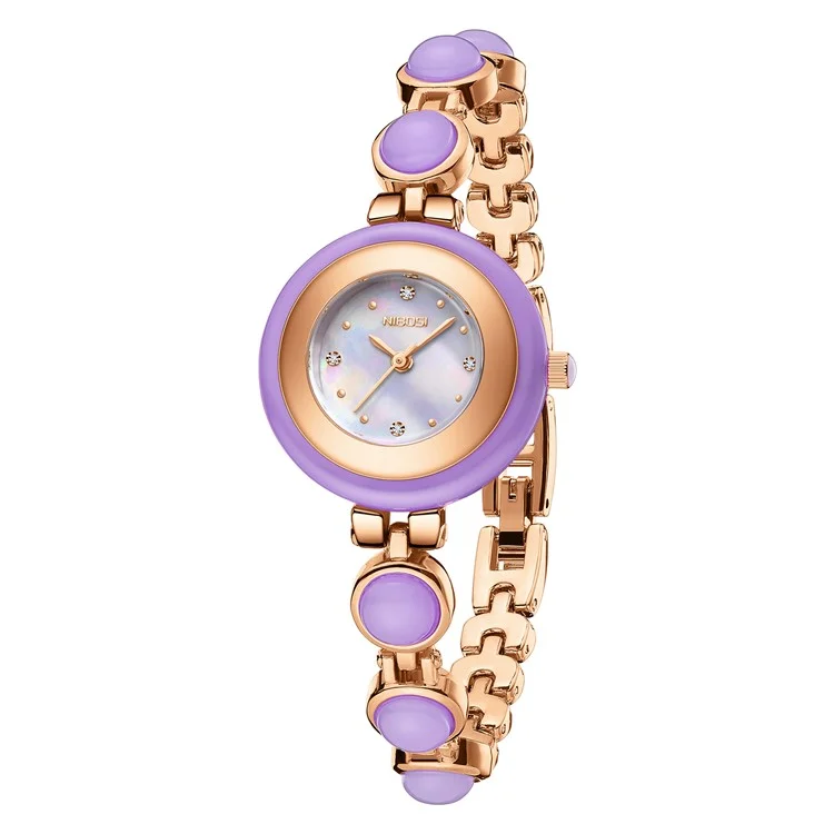NIBOSI 2665 Stylish Bracelet Women Rhinestone Decor Quartz Watch - Purple