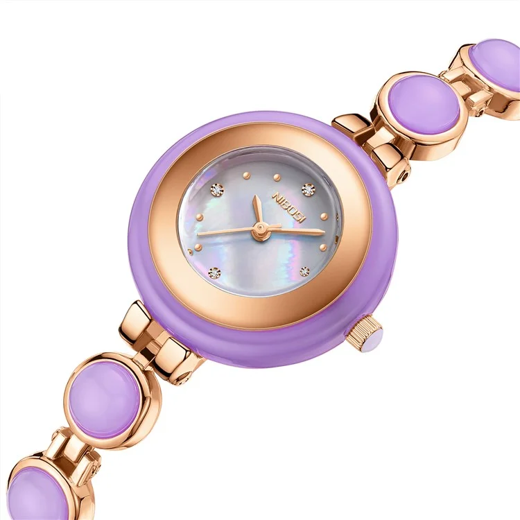 NIBOSI 2665 Stylish Bracelet Women Rhinestone Decor Quartz Watch - Purple