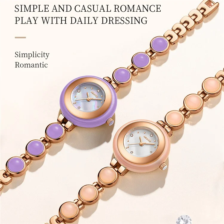 NIBOSI 2665 Stylish Bracelet Women Rhinestone Decor Quartz Watch - Purple