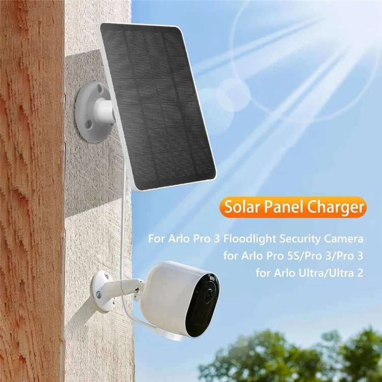 Solar Panel for Arlo Pro 4 / Ultra 2 / Pro 3 / Ultra / Pro 5S Surveillance Camera Charging Panel - Black
