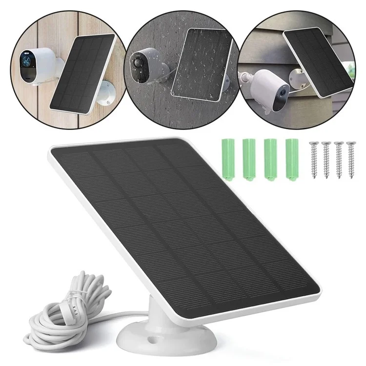 Solar Panel for Arlo Pro 4 / Ultra 2 / Pro 3 / Ultra / Pro 5S Surveillance Camera Charging Panel - Black