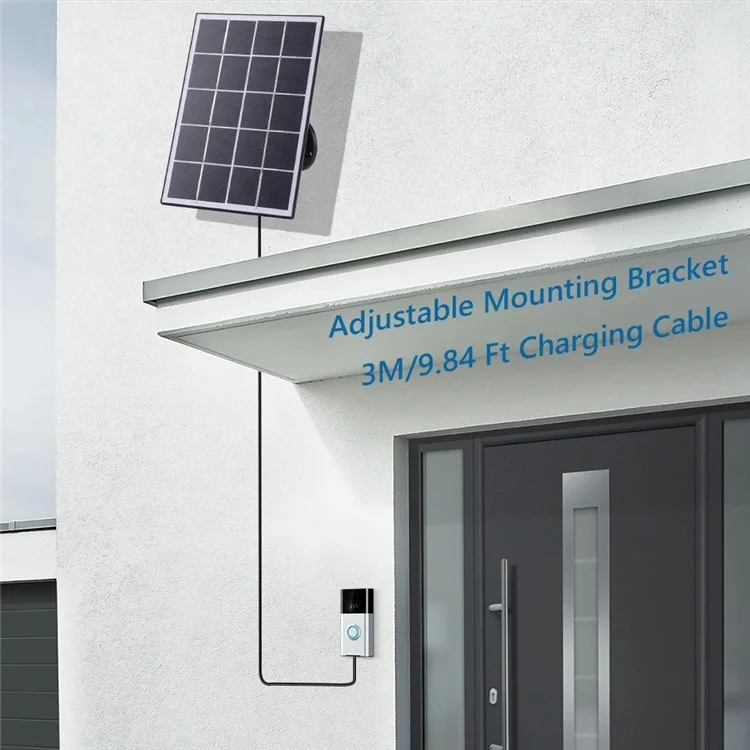 3W Solarpanel für Ring Video Doorbell 4 / 3 / 3 Plus / 2 Überwachung Smart Doorbell Ladegerät - Schwarz