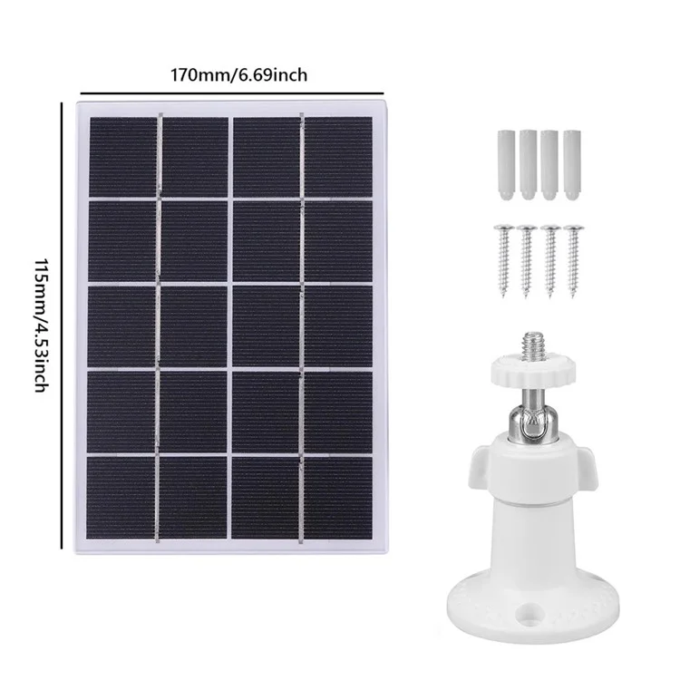3W Solarpanel für Ring Video Doorbell 4 / 3 / 3 Plus / 2 Überwachung Smart Doorbell Ladegerät - Schwarz