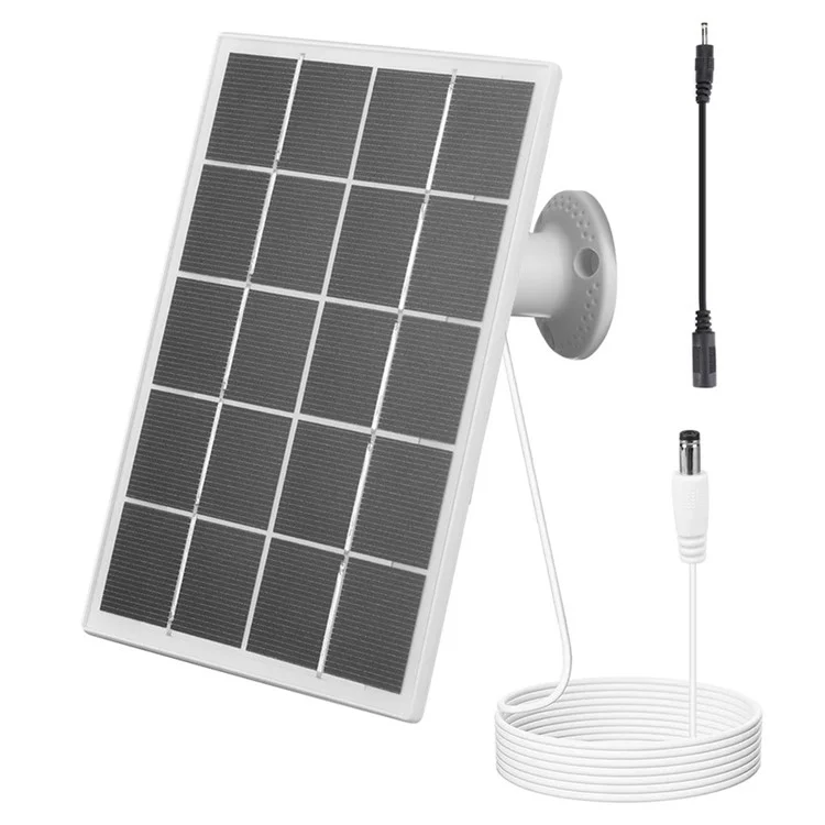 3W Solar Panel Doorbell Surveillance Camera Charger with DC55x21 / DC3.5x1.35 Output Interface - White