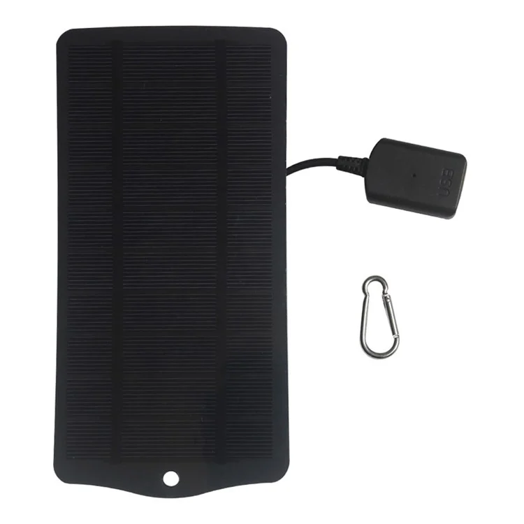 Painel solar de 2,5 W 5 V, carregador de ventilador de telefone com porta de saída USB - Preto