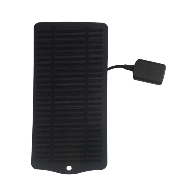 Painel solar de 2,5 W 5 V, carregador de ventilador de telefone com porta de saída USB - Preto
