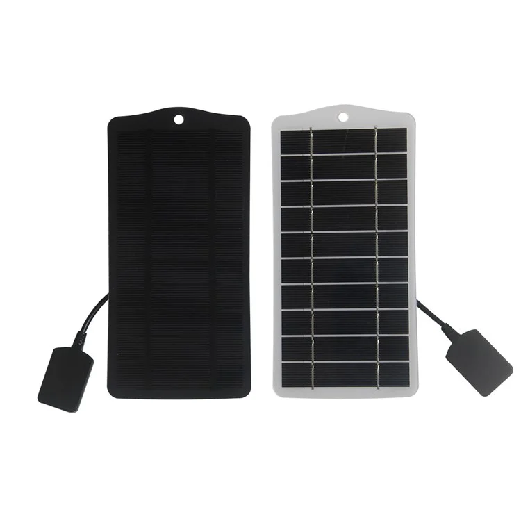 Painel solar de 2,5 W 5 V, carregador de ventilador de telefone com porta de saída USB - Preto