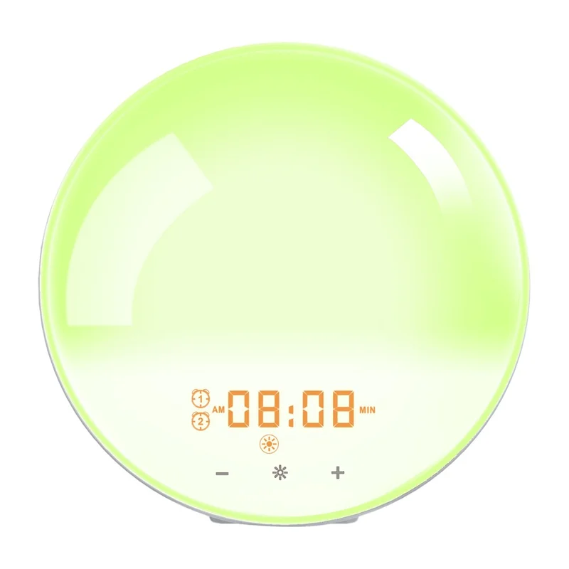 SH-01 Sunrise/Sunset Simulation Smart Wake Up Lamp Alarm Clock 7 Color Atmosphere Lamp with FM Function - US Plug