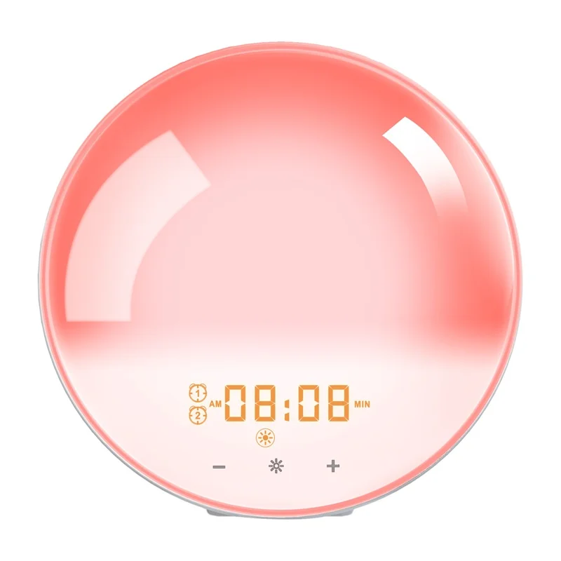 SH-01 Sunrise/Sunset Simulation Smart Wake Up Lamp Alarm Clock 7 Color Atmosphere Lamp with FM Function - US Plug